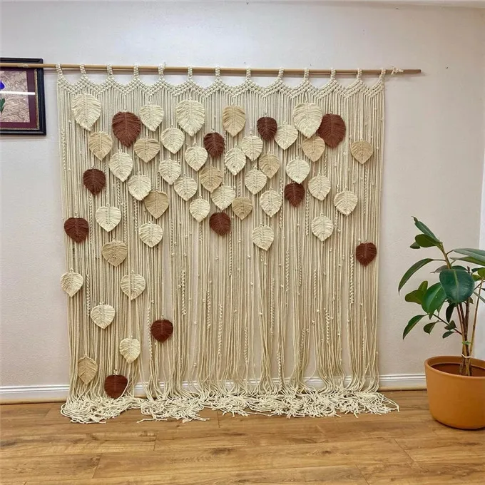 Macrame Beads Curtain Wall Hanging Wedding Backdrop Window Valance Backyard  Deco