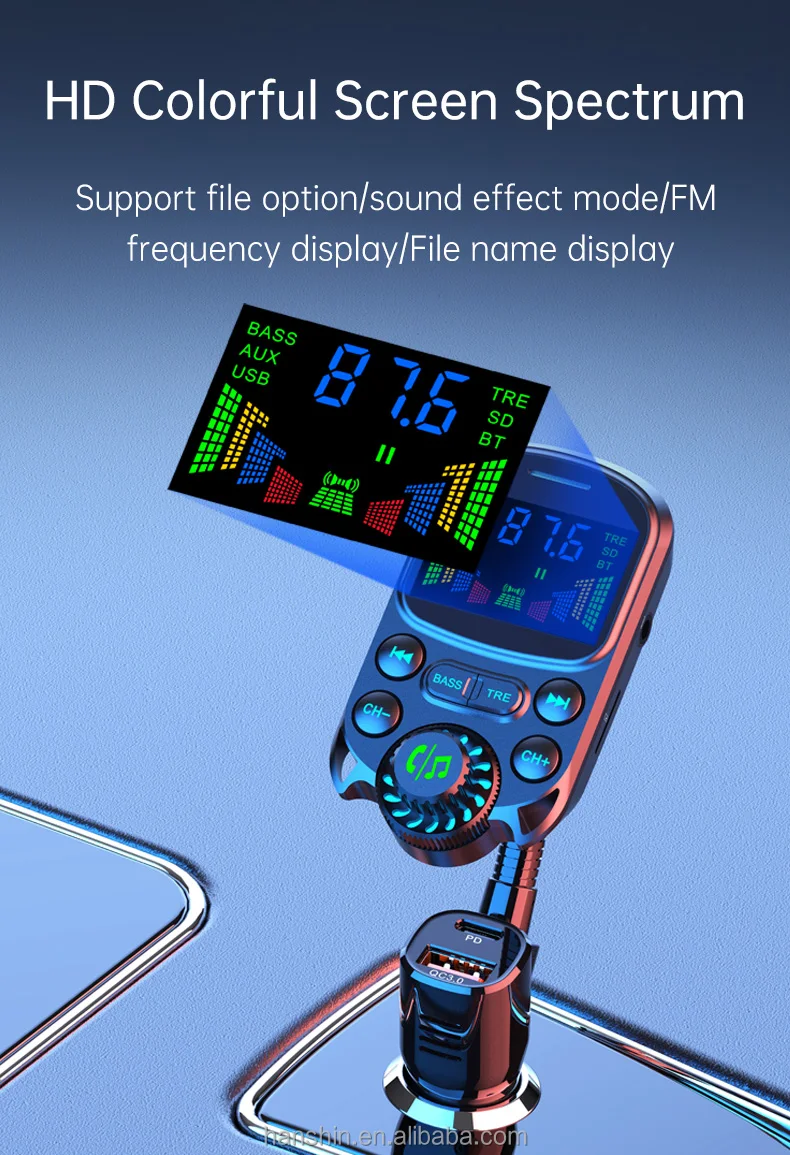 2023 New Arrival Bc86 Fm Transmitter Handsfree Car Mp3 Player With