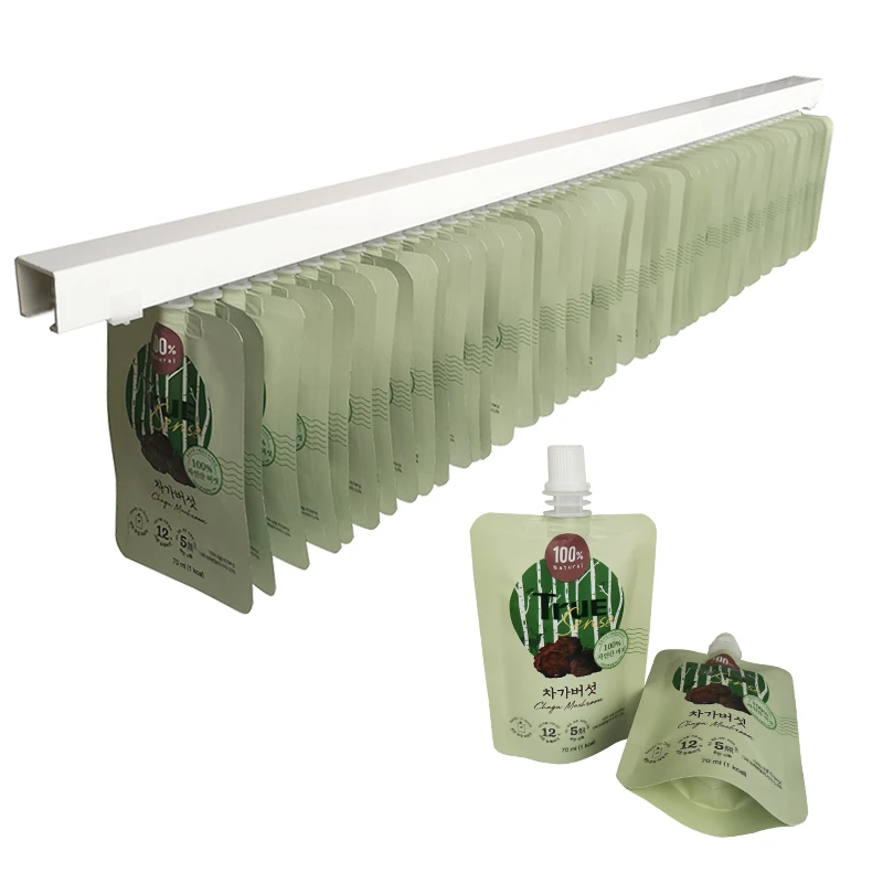 70ml Drink Stand up Middle Spout Liquid Pouch Reusable Doypack for Juice Packaging Bag Attached with the PVC Rail
