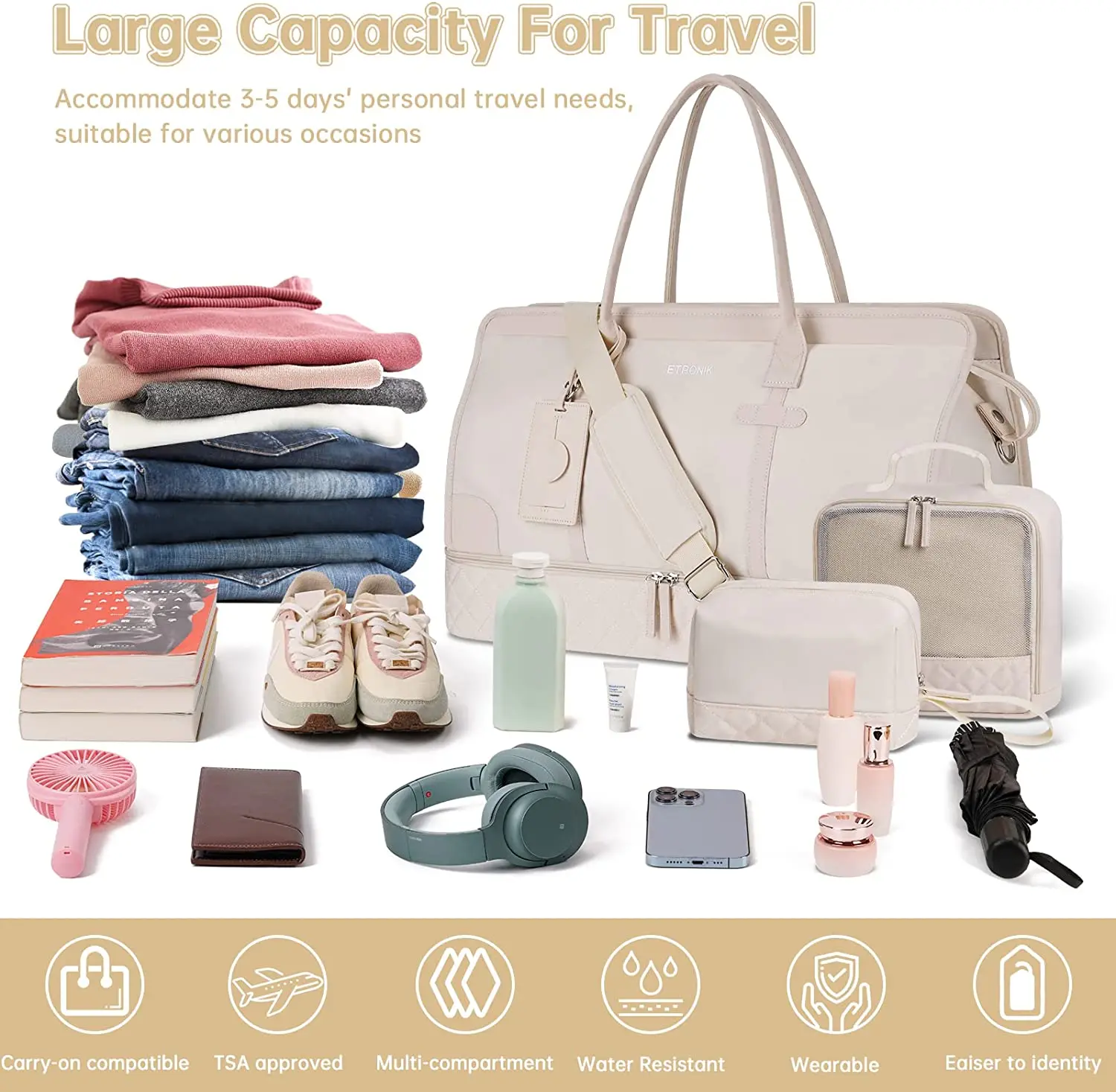 2023 New Design 4 Pcs Set Carry On Tote Bag Hospital Duffel Bag Weekender Overnight Bag For