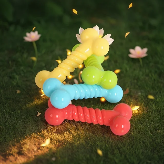 Meow Toozey 2024 Year-Old Hundespielzeug 7-Stick Small Dog Squeaky Chew Toy Plush Birthday Cake Bone Dog Bone Toy