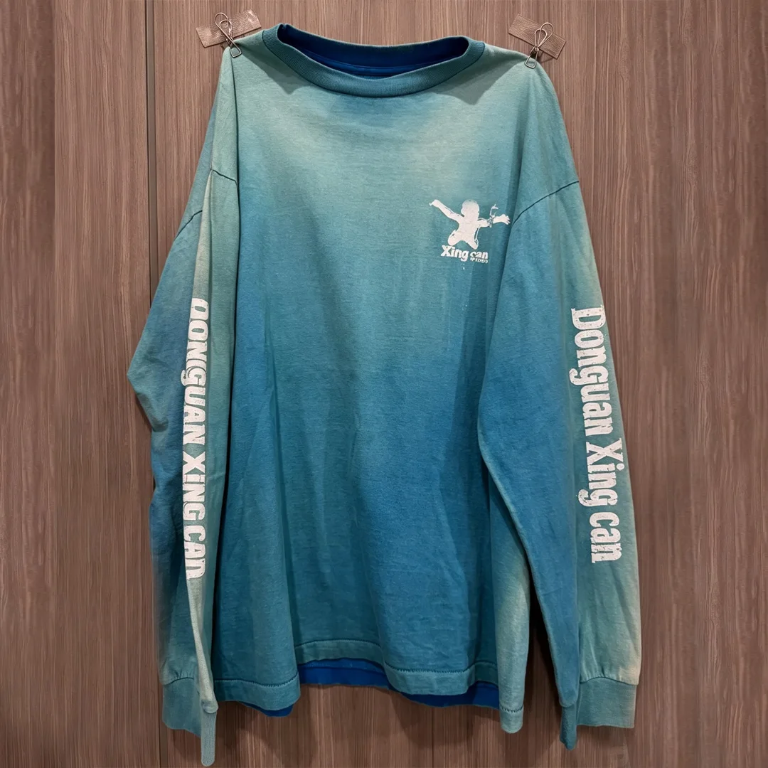 Dostosowany, w stylu vintage, sitodrukowy T-shirt z literowym motywem, wykonany ze 100% bawełny, z długim rękawem, do stylu streetwear, producent odzieży