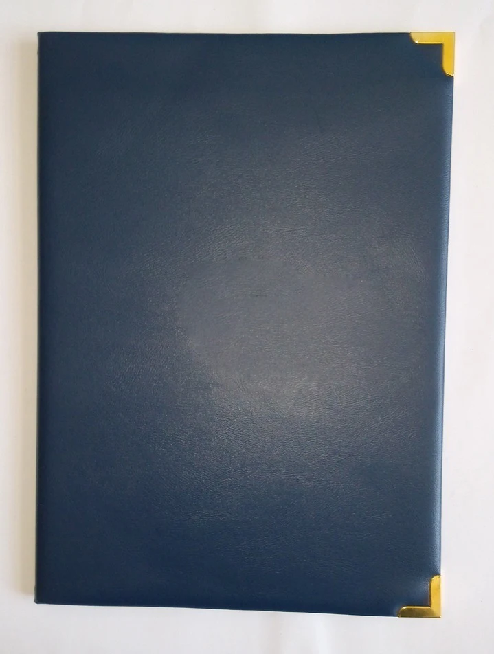 Custom Leather Certificate Holder - A4 PU Manila Folder