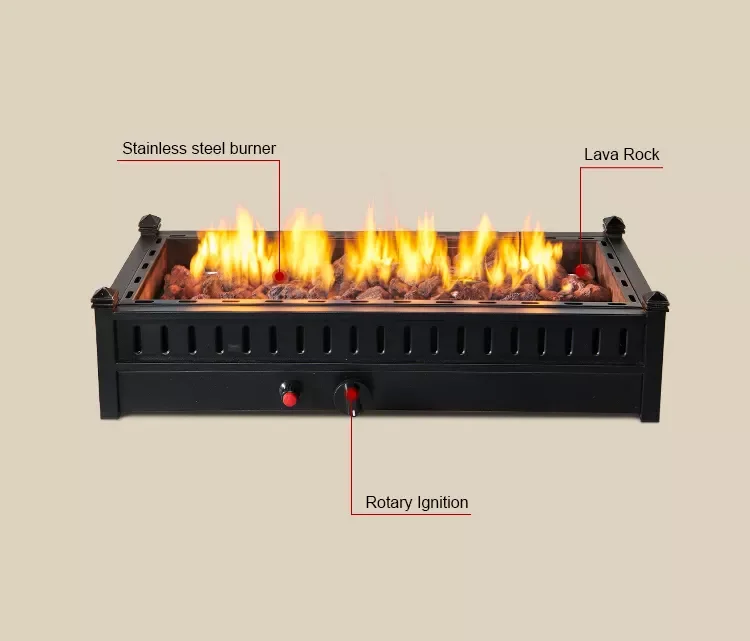 Outdoor Tabletop propane gas stove extended rectangle Table Fire Pit