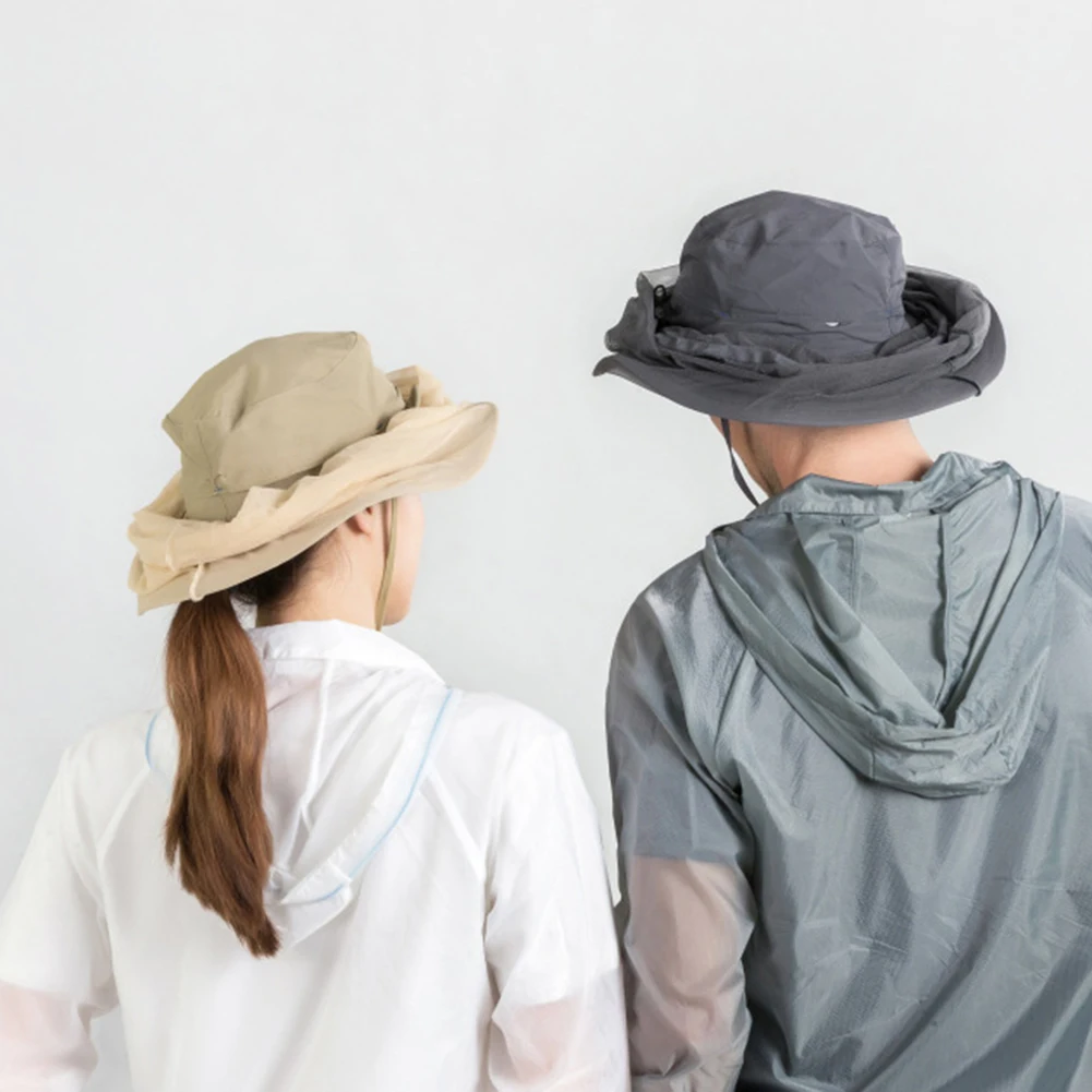 Outdoor Women Men Anti Bug Bee Mosquito Hat Head Net Sun Protection Bucket Cap Fishing Hat  Mosquito Hat Head Net Sun Protection