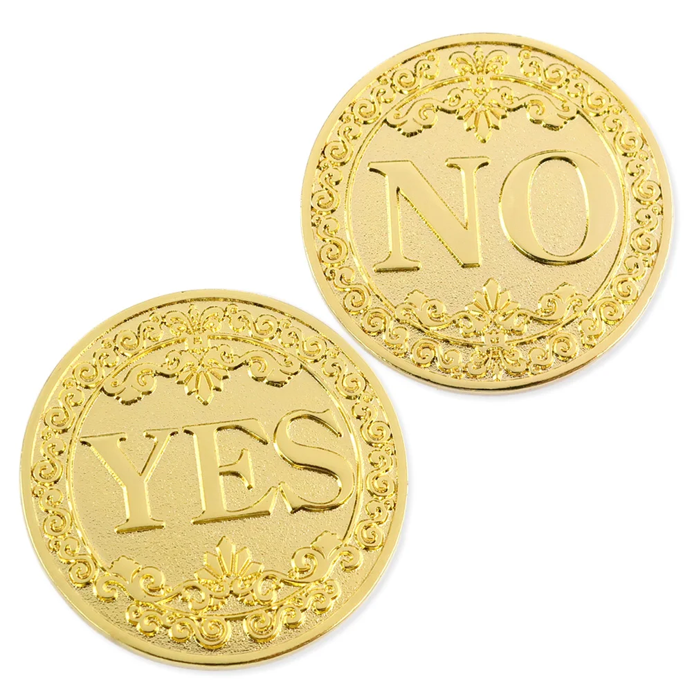 Yes No Decision Maker Custom logo Engraved Good Luck Decision Game Flip Yes No Challenge Coin