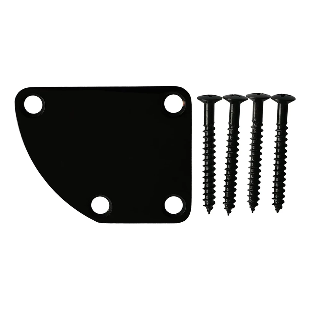 Chrome Cutaway Neck Plate Curved Neck Plate with Mount Screws for Electric Guitar Jazz Bass 