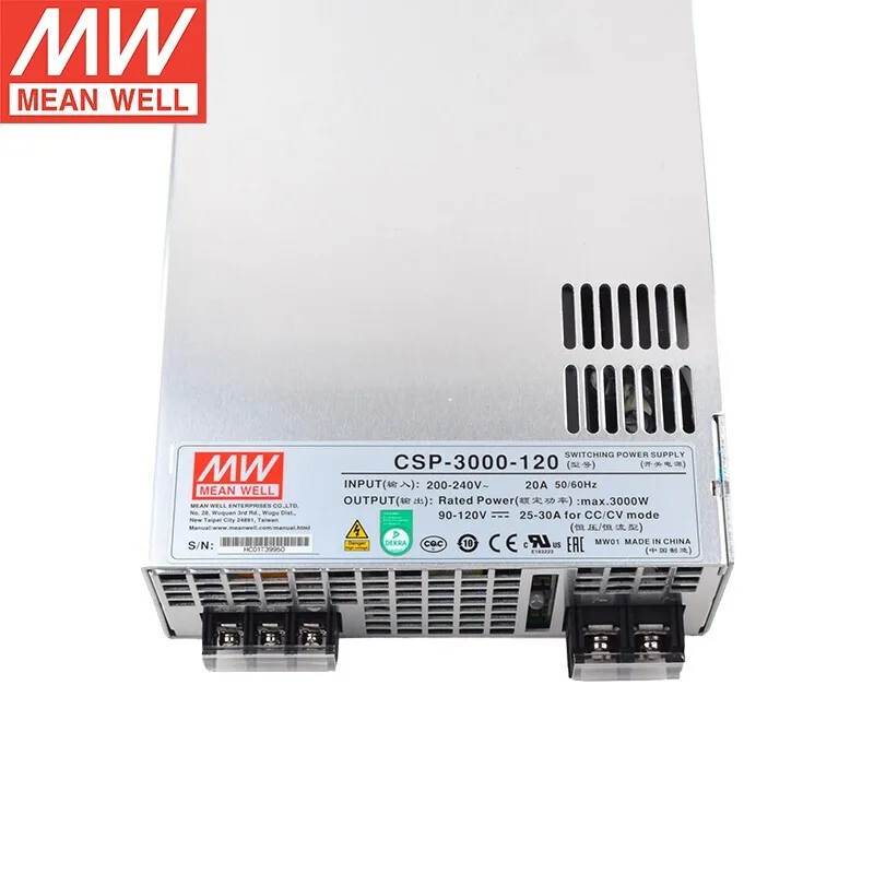 MEAN WELL CSP 3000W 250V 12A の切換えの電源、CSP-3000-250 AC/DC の単一の出力電源の運 Meanwell CSP-3000-400 3000W 400V High Voltage Pfc Dc Power Supply 