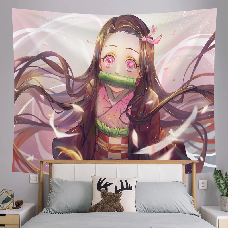 Demon Slayer Tanjiro Nezuko Characters Poster Wall Hanging Tapestry  Japanese Anime Tapestrys Room Decor Aesthetic Home Wallpaper