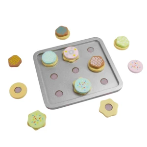 Wooden Biscuits Baking Set 19 Pieces Kids Cookies Baking Sheet Tray Children's Role-playing Imaginary Play Kitchen Kits
