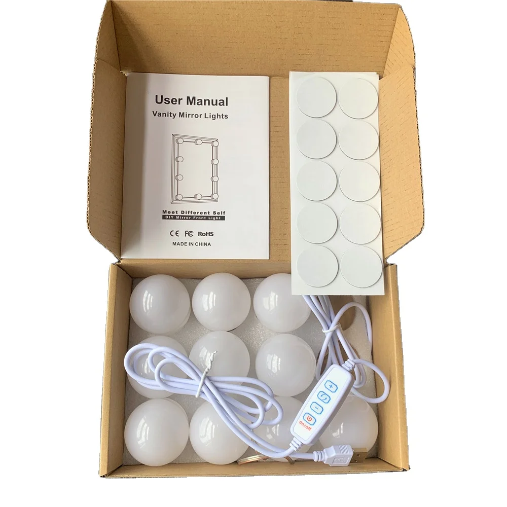 Новинка; 10 лампы LED макияж зеркало передний свет лампочки Голливуд для нанесения макияжа) со светодиодной подсветкой по краю и туалетное Лампы 3 вида цветов светодиодные