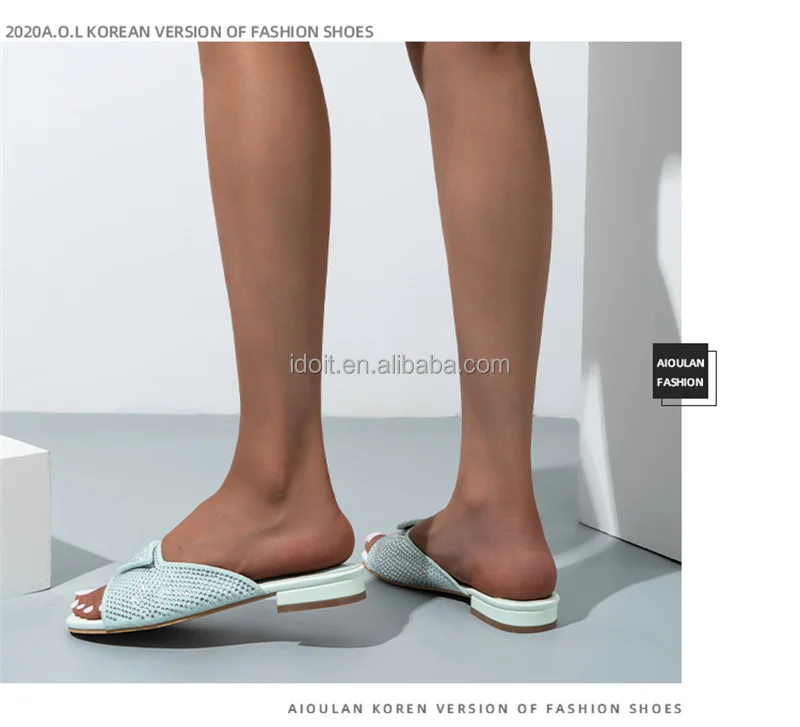 Idoit Summer New Fashion Lowheeled Women's Slippers For Home Designer