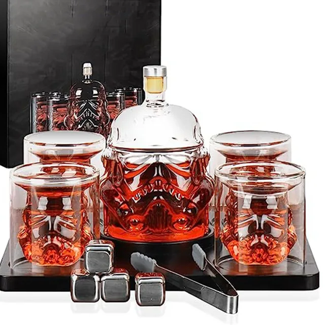 Wholesale Whiskey Decanter Set with 4 Etched Whiskey Glasses high borosilicate Wine Decanter Glass Wine Bottle
