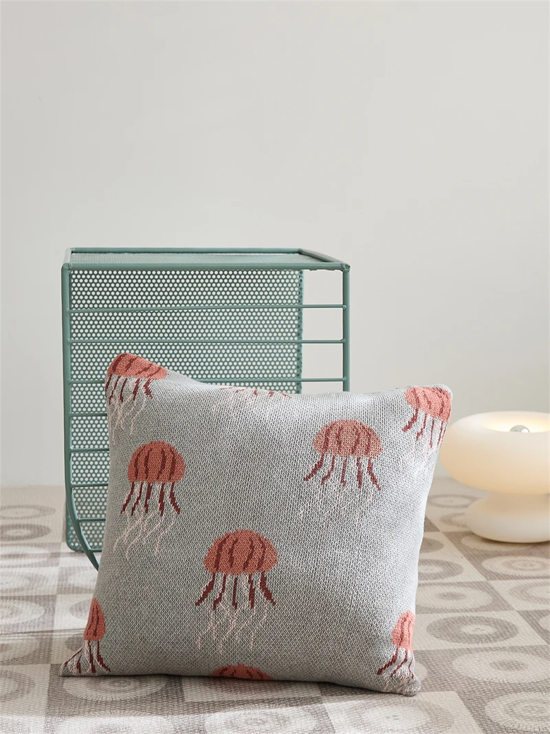 Wholesale Cartoon Jellyfish 100% Cotton Cushion Cases Cute Sofa Cushion Cover for Home Decor SM manufacture