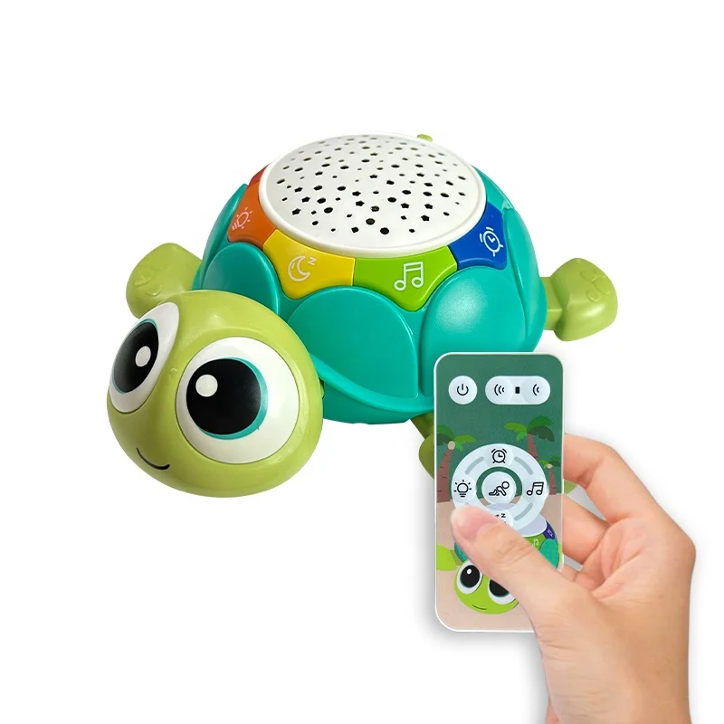 Early Learning Educational Toy Musical Crawling Turtle Baby's New Plastic Projector Toy Remote Controller Electric Power Source