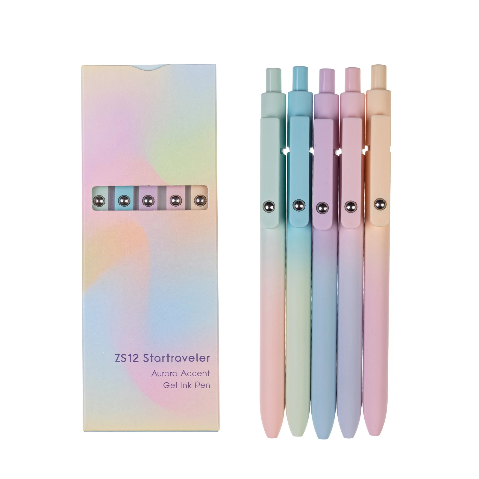 0.5 cm 6 Color Ballpoint Pen Fine Nib Smooth Writing Retractable Gel Suitable for Office School Supplies