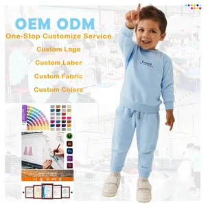 Custom Winter Kids Clothes Crew Neck Plain Sweatshirt Set Girls Clothing Sets Children Boys Sweatsuit Kids Jogger Sets Wholesale