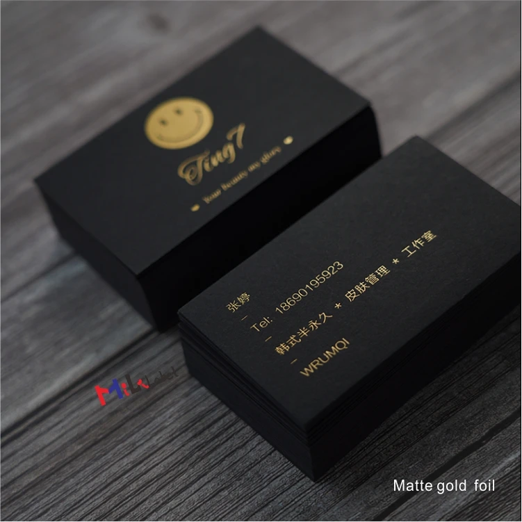 Оптовая продажа, поздравительные открытки на заказ, визитная карточка из фольги, черная картонная открытка, Золотая фольга, штамповка логотипа