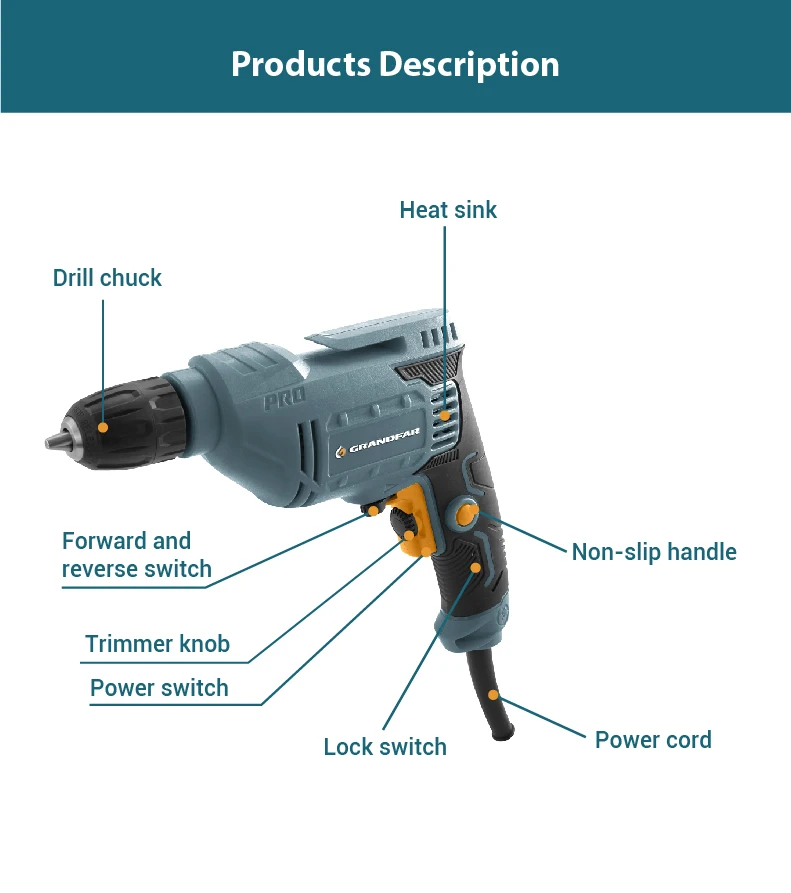 Grandfar 400w Electric Drill Industrial Mini Drills Multifunction Cheap
