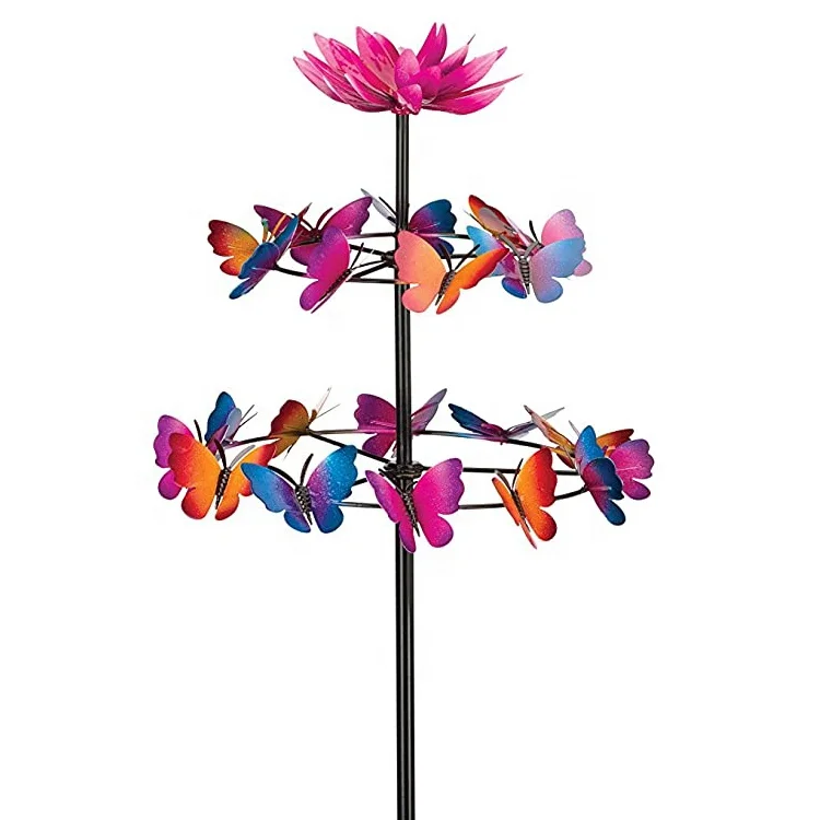 Vertical Stake-Butterfly Dance Kinetic Multicolor Home for Outdoor Home Yard Patio Lawn Sculpture Party Supplies