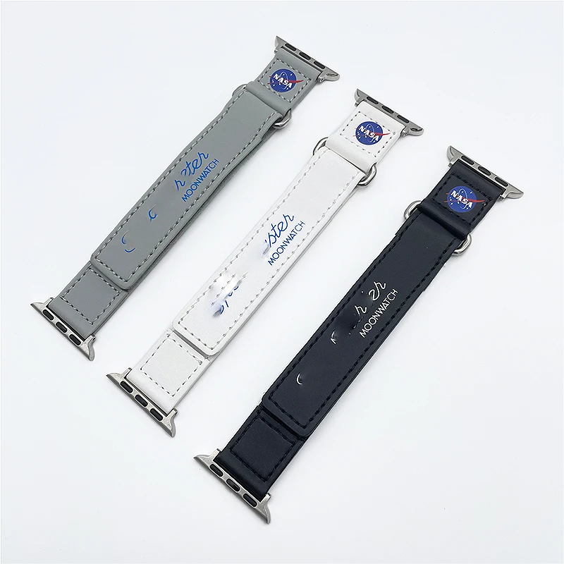 For NASA Mission to Moon Leather Watch Band Watch Strap