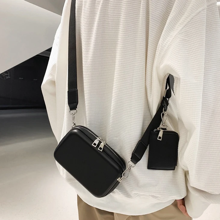 Minimalist Solid Color Sling Bag, Casual Zipper Crossbody Bag, Versatile  Trendy Purse With Wide Strap - Temu