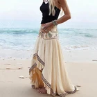 Long Skirts Casual Dropped Asymmetrical Lace Embroidery Floral Womens Long Skirts Boho