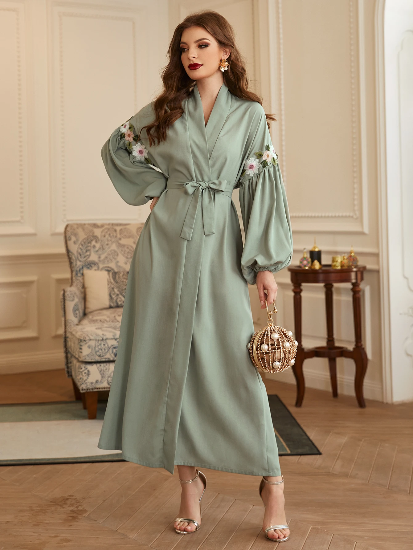 Moroccan Kaftan Dubai Opened Front Gown ...