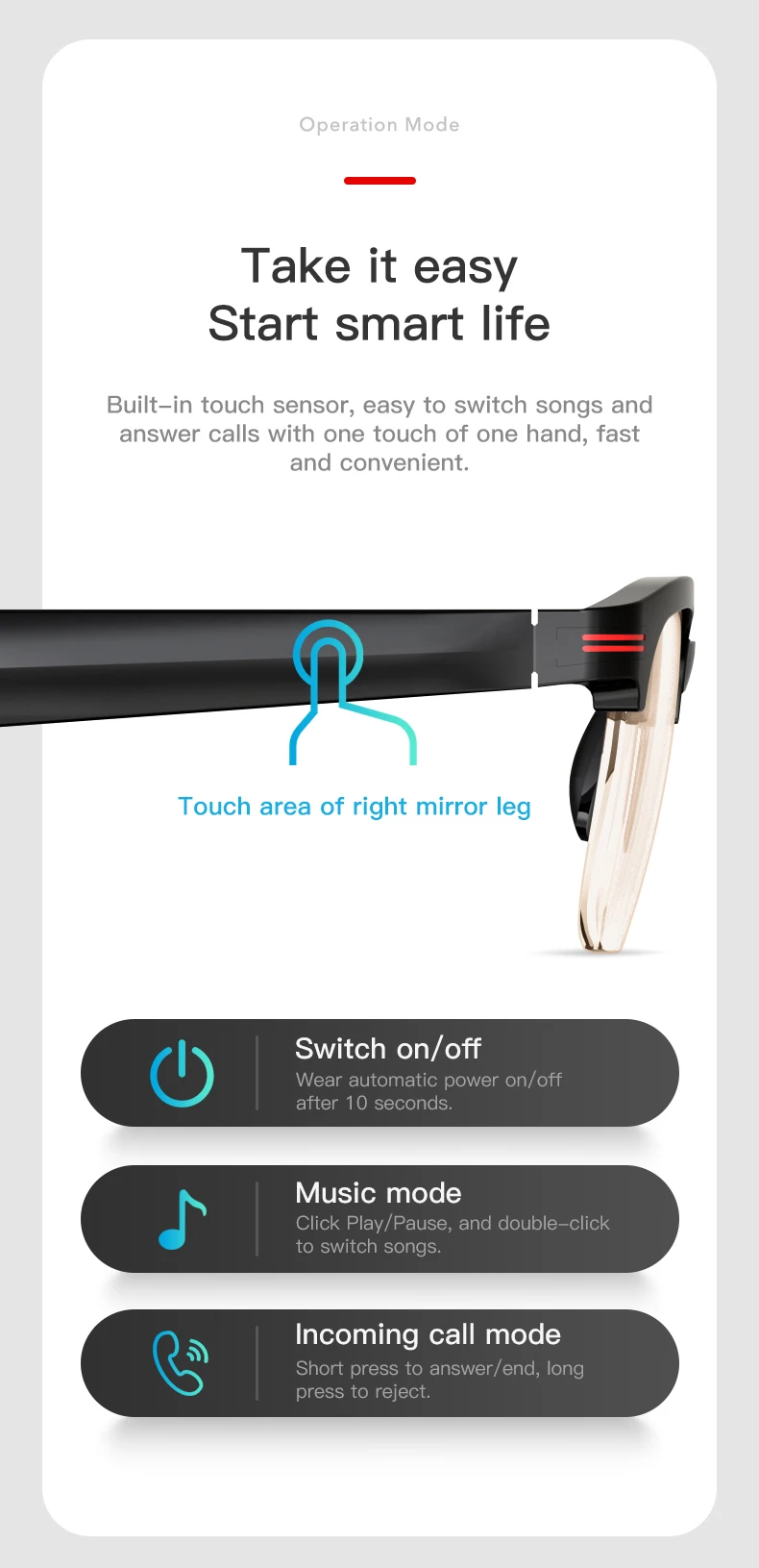 2026 GS200 Outdoor Sports Smart Glasses 150mAh Smart Audio Music Stereo Surround Wireless Glasses Sunglasses for Men Women