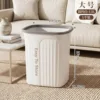 Large, minimalist white trash can for home use.