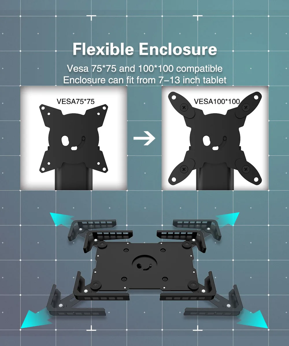 Universal Clamp Anti-theft Tablet Stand Desk Tablet Holder Bracket for  7\