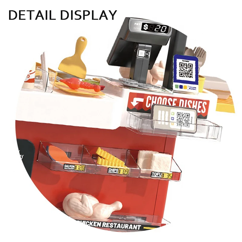 New Product Large Educational DIY Fast Food Truck Preschool Pretend Toys Set Kids Shopping Toys 102cm Fried Chicken Shop