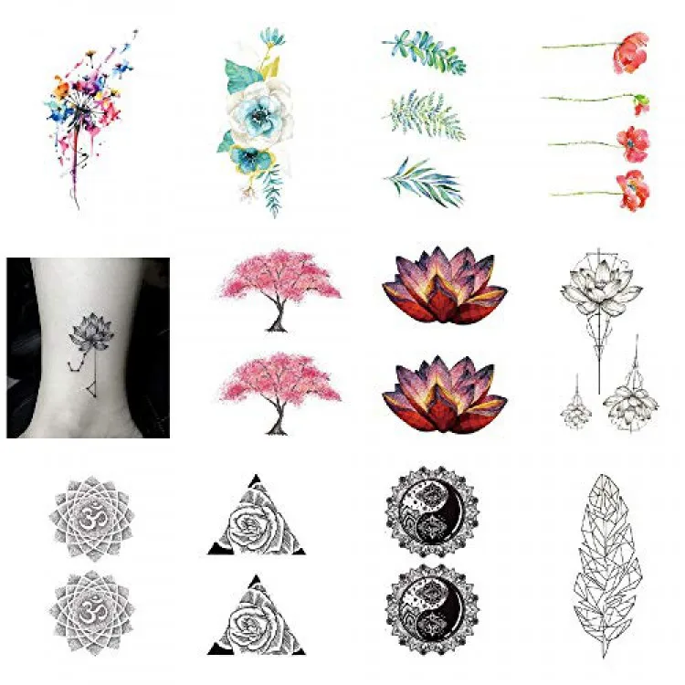 Lotus Flowers Temporary Tattoo Sticker Rose Sunflowers Watercolor  Waterproof Women Girls Hand Arm Chest Back Body Art - Buy Temporary Tattoos,Lotus  Flowers Temporary Tattoo,Rose Sunflowers Stickers Product on 