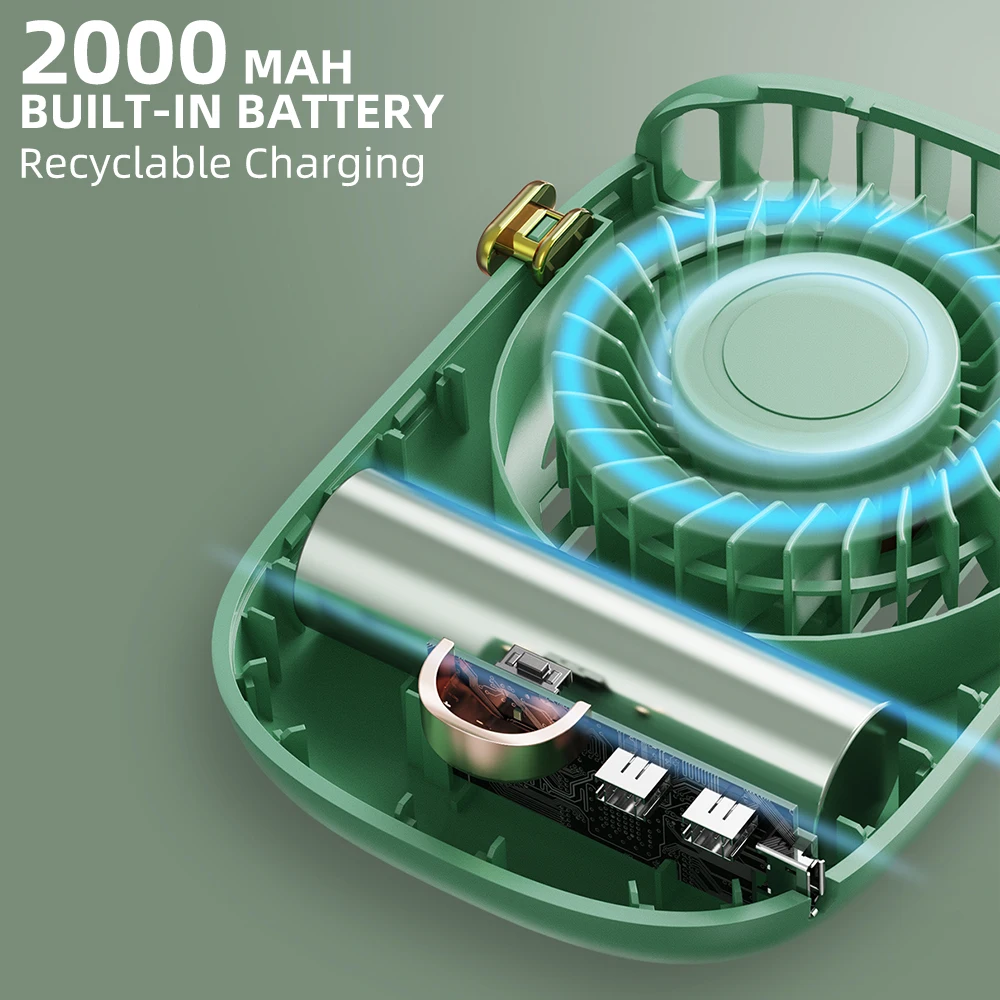 Охлаждающий настольный мини-вентилятор, внешний аккумулятор, заряжаемый под заказ, Мини Портативный подвесной шейный вентилятор