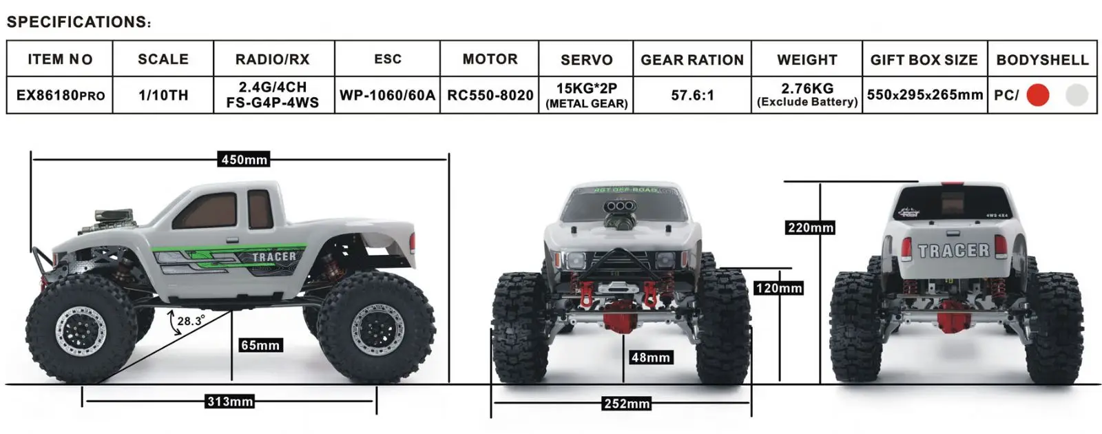 RgtトレーサーEx86180ProRcリモートコントロールカー4WDブラッシュドオフロードロッククローラーお得な価格Rcリモートカー