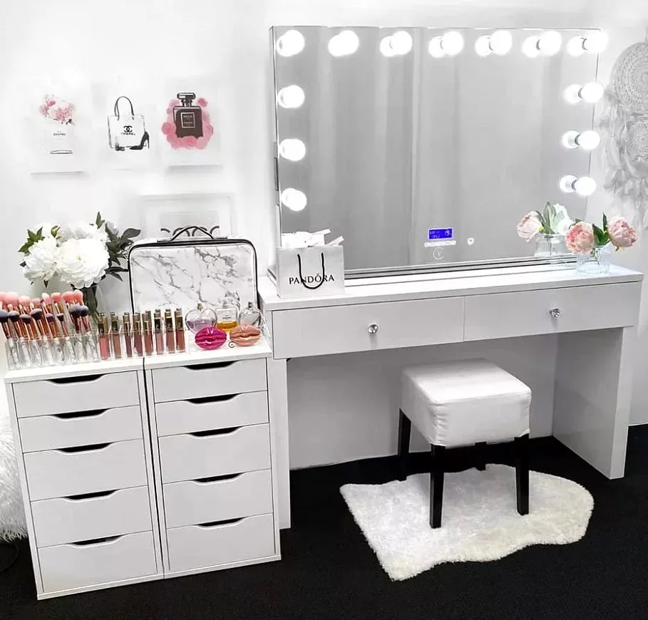 New Design Hot Sale Hollywood Mirrored Dresser Vanity Desk For Makeup ...