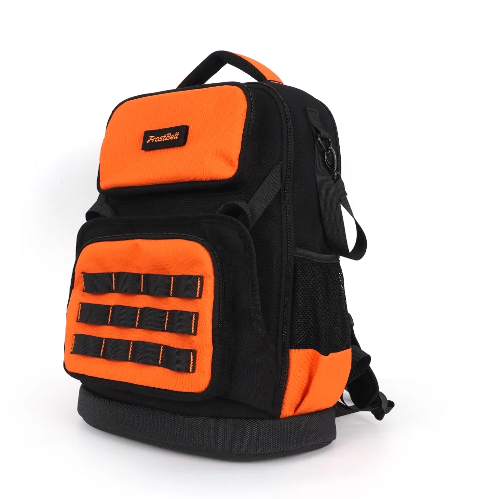 product outils avec fond rigide et sac a outils sac a outils avec sac a outils lourd avec plusieurs poches noir orange tool backpack-3