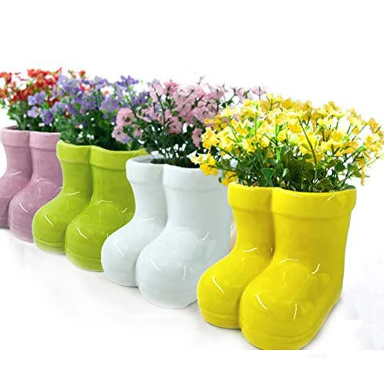 High Quality Boot Shape Ceramic Flower Pot Planter