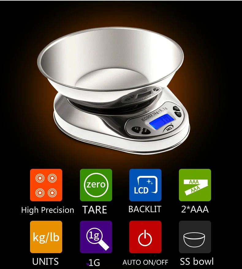 Etekcity-Báscula digital de acero inoxidable para cocina, con