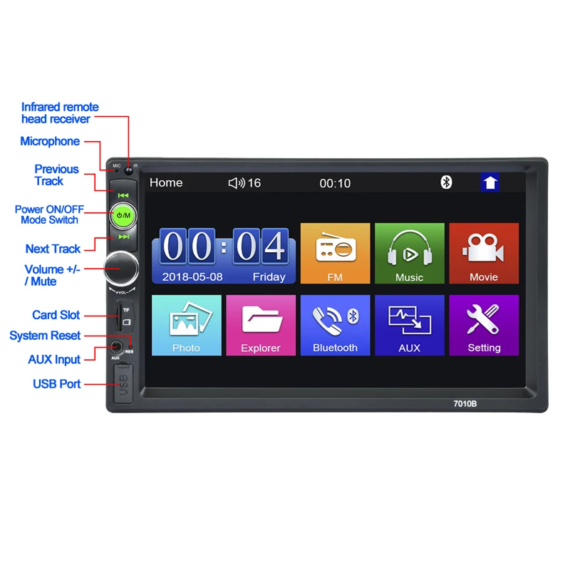Universal 7010 Double Din 7 Touch Screen Player Car Radio Stereo 2din Autoradio Support Rear View Car Radio Buy Car 2din,7 Inch Touch Screen Player,2din Autoradio Product on