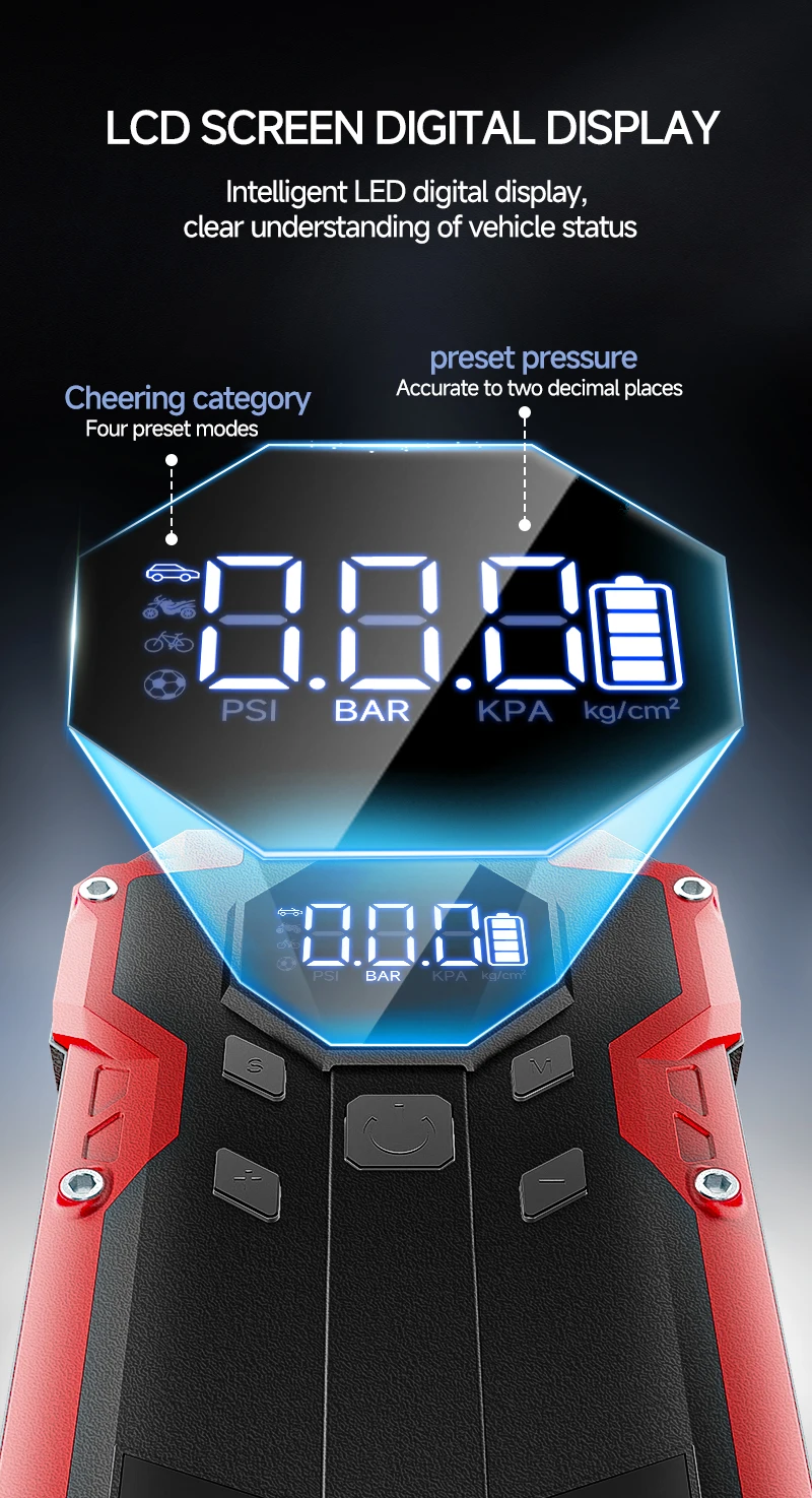 High Quality Portable 12V Car Battery 4 in 1 Functions Portable Jump Starter Mobile Power Bank With Air Compressor