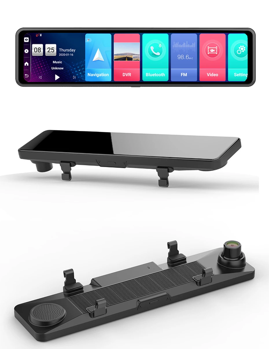 ミラーカーDVR12インチ4GAndroid8.1カーブラックボックス3