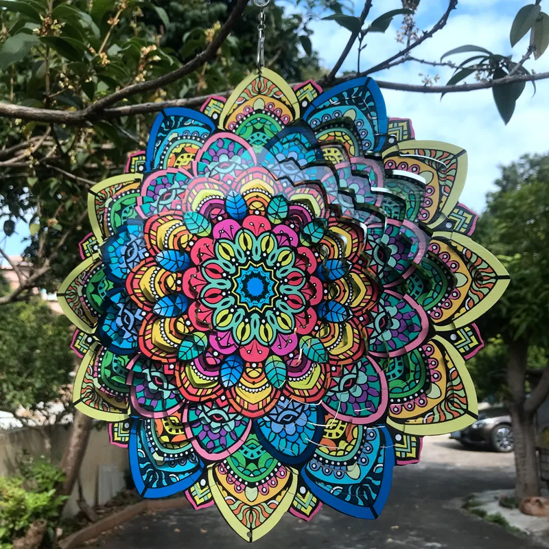 Mandala Hanging Wind Spinner - 3D Metal Crafts Ornament