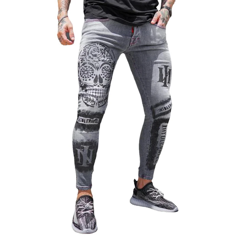 Pantalones Vaqueros Ajustados Para Hombre,Jeans Estampados De Alta  Calidad,A La Moda,Venta Al Por Mayor - Buy Hombre Vaqueros,Pantalones  Vaqueros,Los Hombres Pantalones De Jean De Denim Product on Alibaba.com
