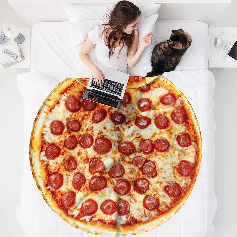 hot selling super soft flannel foods fruits pie pizza pepperoni omelette tortilla blanket