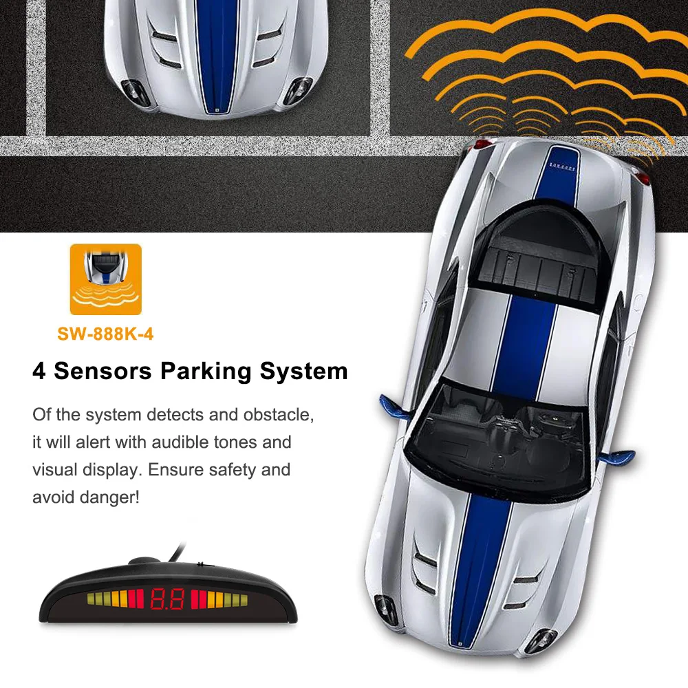 Parking Sensor Sensor de estacionamento para carro Kit Parktronic automático  Visor LED Automóvel Radar reverso Monitor de backup Sistema detector