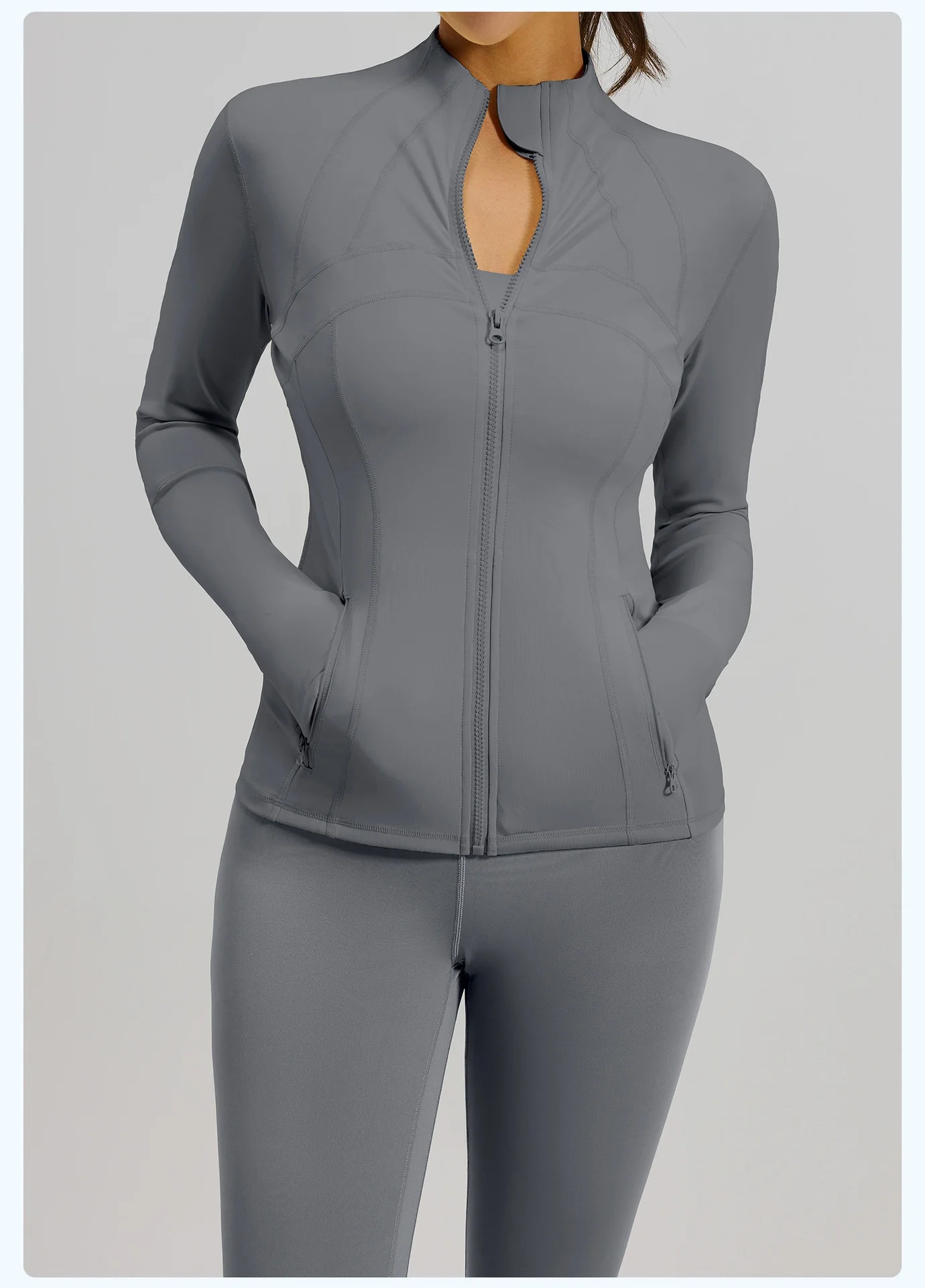 Wholesale 2 Pieces Set Yoga OEM Sport Pants Stand-up Collar Jacket and Pants and Coats Yoga Suit Slim-fit Sets for Women