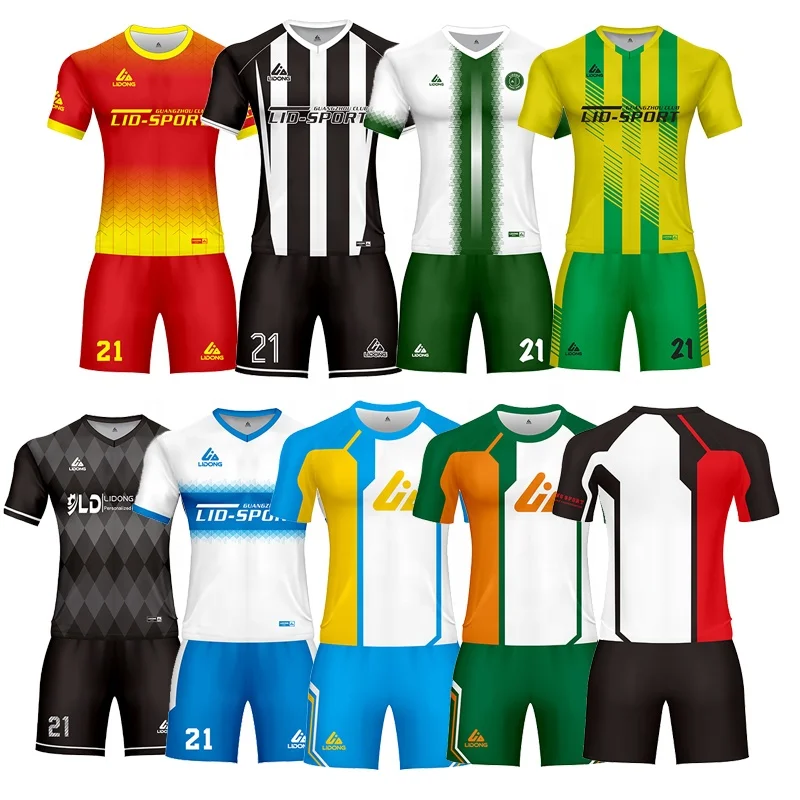 LiDONG 100% полиэстер дешевые сублимационные футболки футбольные майки наборы на заказ мужские футбольные формы футбольная одежда набор с логотипом