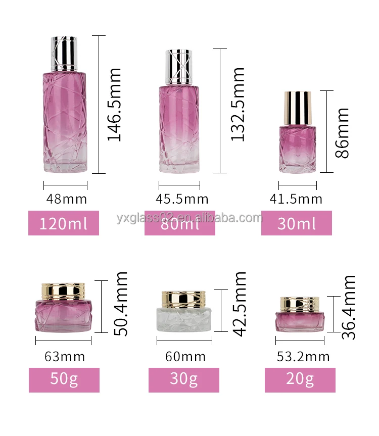 Luxury Unique design cosmetic glass bottle set irregularity shape glass jar bottle Skincare cosmetic packaging suit container details