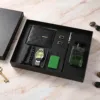 Black 9-piece set-watch belt wallet perf keychain pen gift box